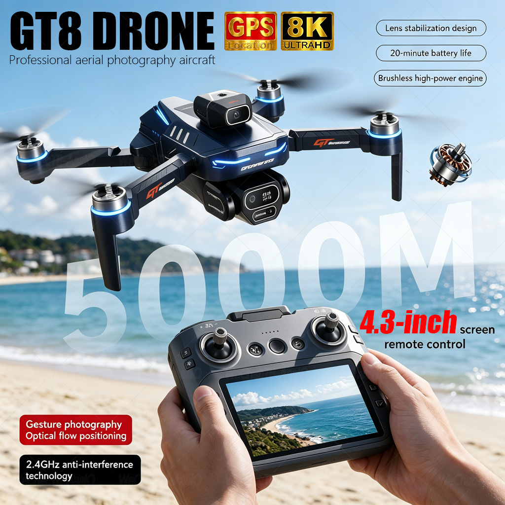NEW GT8 HD RC 드론 4K 전문가용 듀얼 카메 - Drone Camera Night Vision 리뷰 및 가격